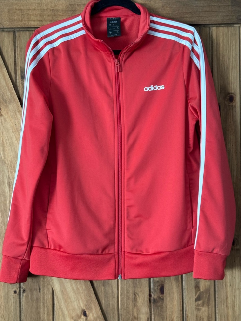 adidas Red Track Jacket with White 3-Stripes